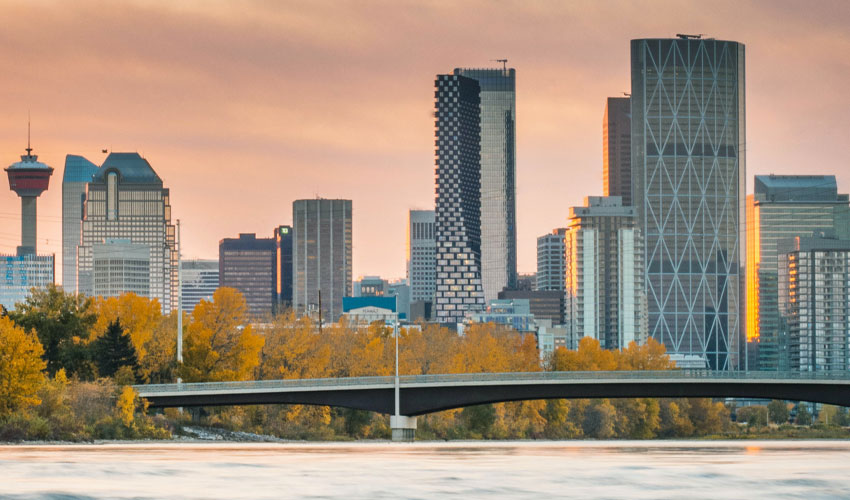 A view of Calgary's downtown from the east.