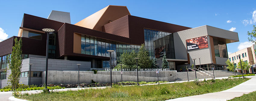 A photo of the outside of the Taylor Centre for the Performing Arts