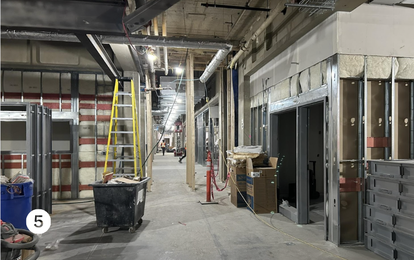 On Level 1, work continues with framing and the installation of electrical, and heating, ventilation and air conditioning (HVAC) systems.