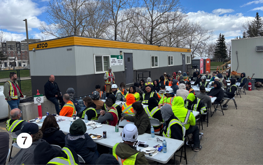 workers on the project attended a safety meeting combined with a barbecue lunch.