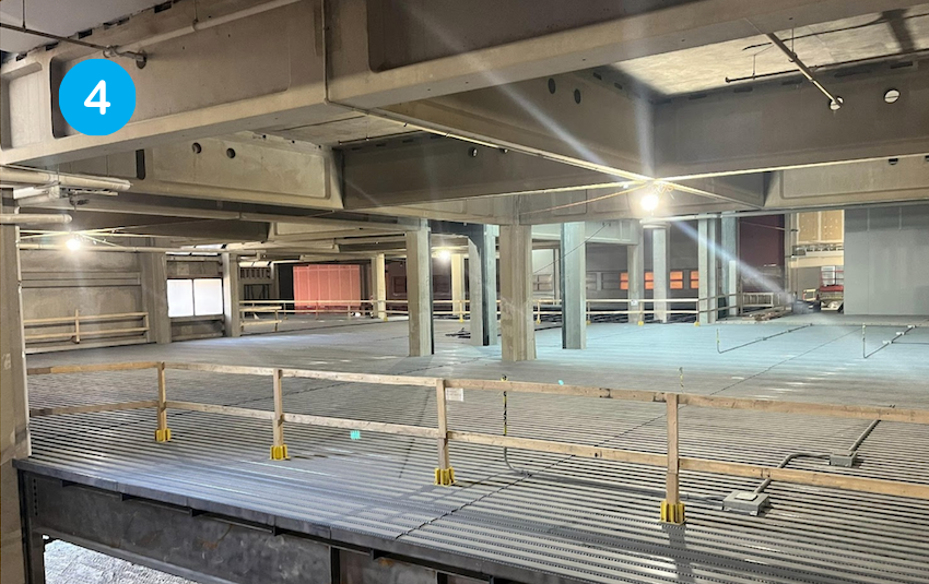 Prior to the cement being poured, electrical wiring and receptacles are placed in what will be the floors.