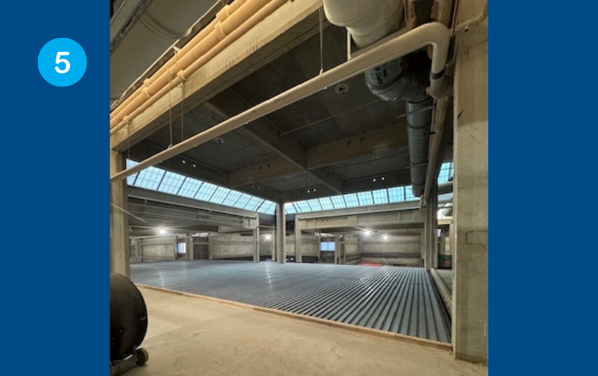 A view of the new floor area prior to the concrete slab being poured. This area will house a new classroom and two new geology labs.