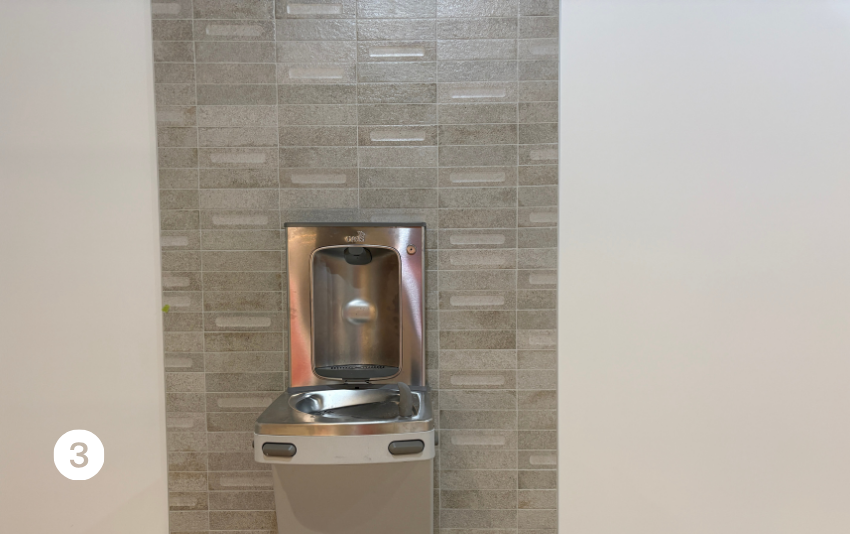 One of the water stations in the Sam Taylor Student Commons is ready for use.