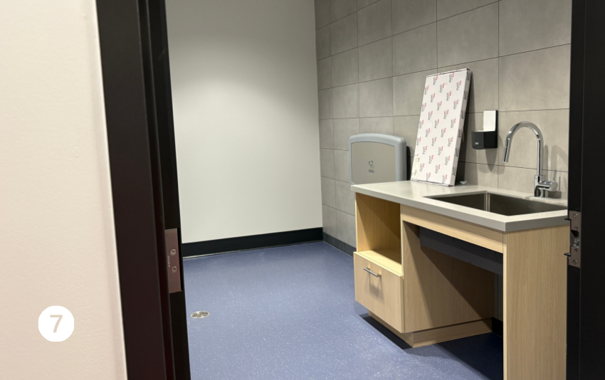 In September, work is near completion in one of the lactation rooms.