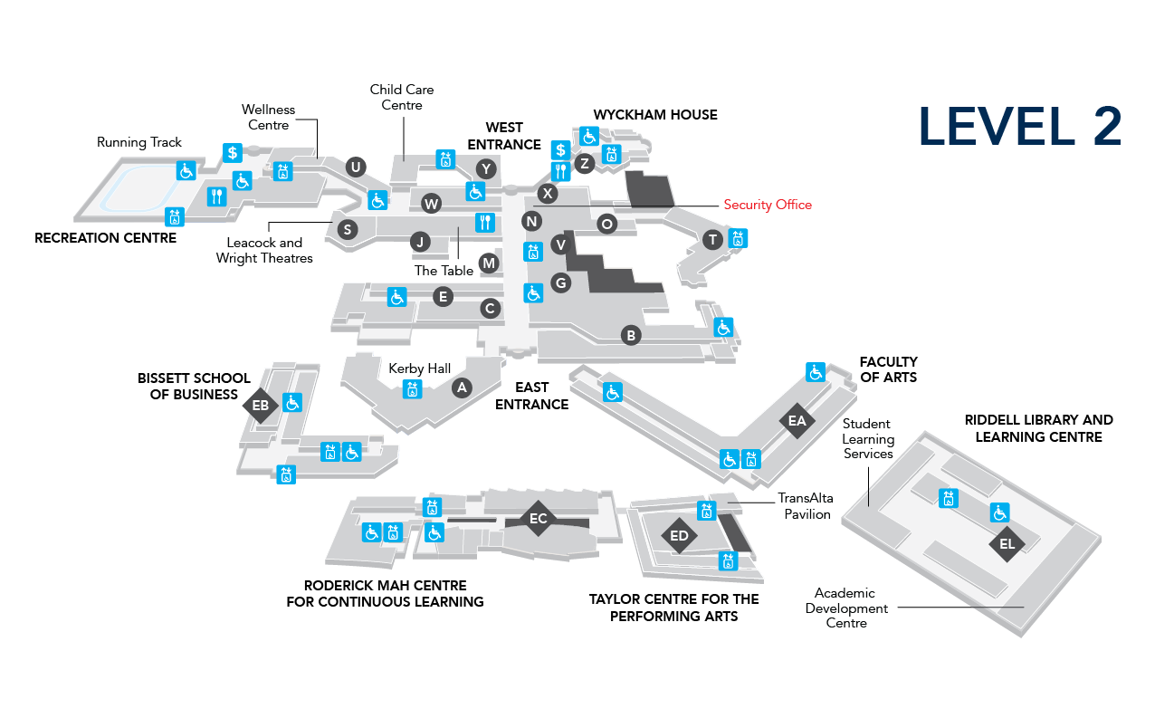 Detailed map of the first floor of the Lincoln Park campus.