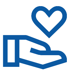 Icon of a hand holding a heart.