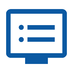 Icon of computer monitor with lines of text.