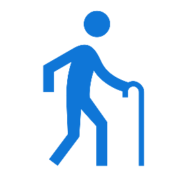 Icon of a hunched woman with a cane.