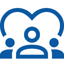 Icon of a group of people surrounded by a heart.