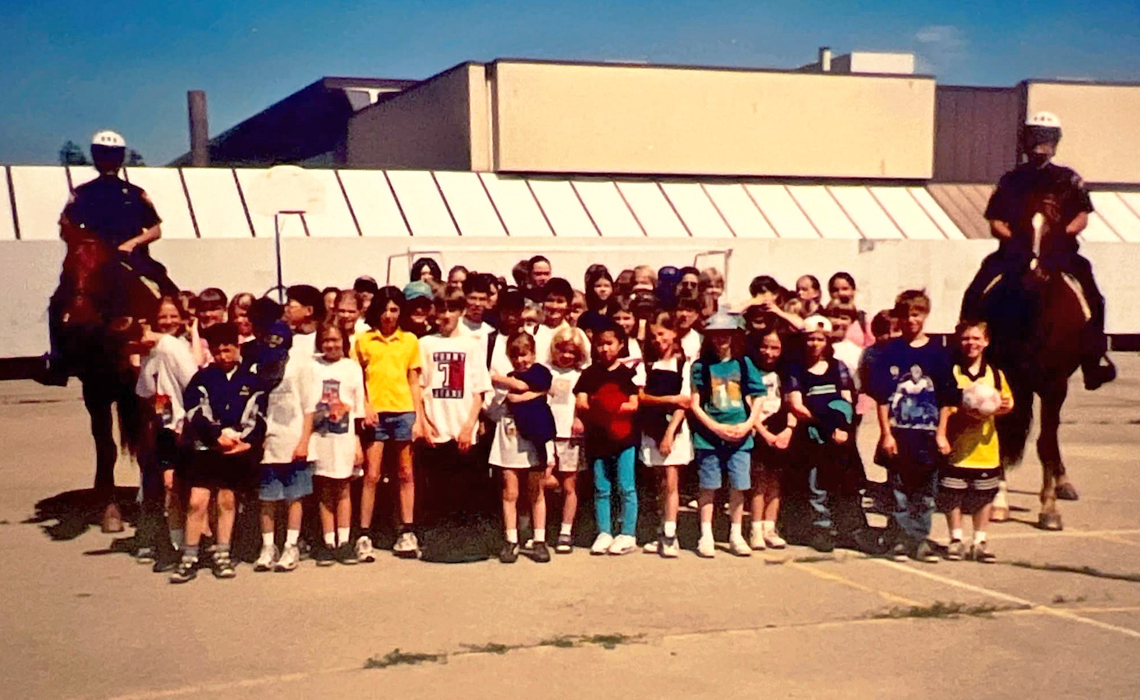 Campers enjoy a visit from Calgary police.