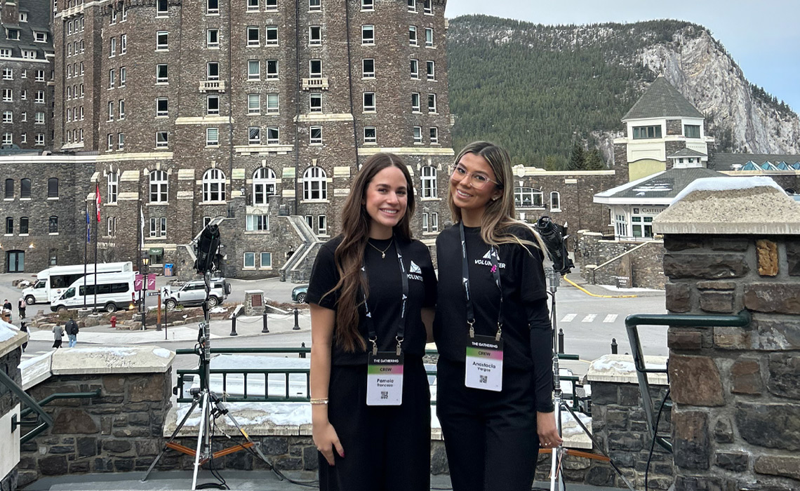 Anastacia Davydov, right, with a fellow volunteer at The Gathering conference.