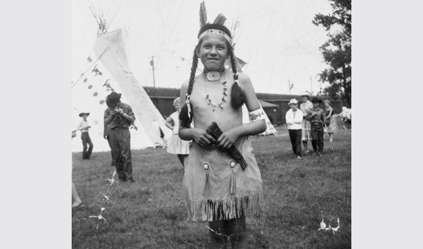 Bruce Starlight, Sarcee (Tsuut'ina), at stampede grounds, Calgary, Alberta.