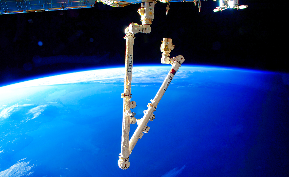 Canadarm in the vastness of space.