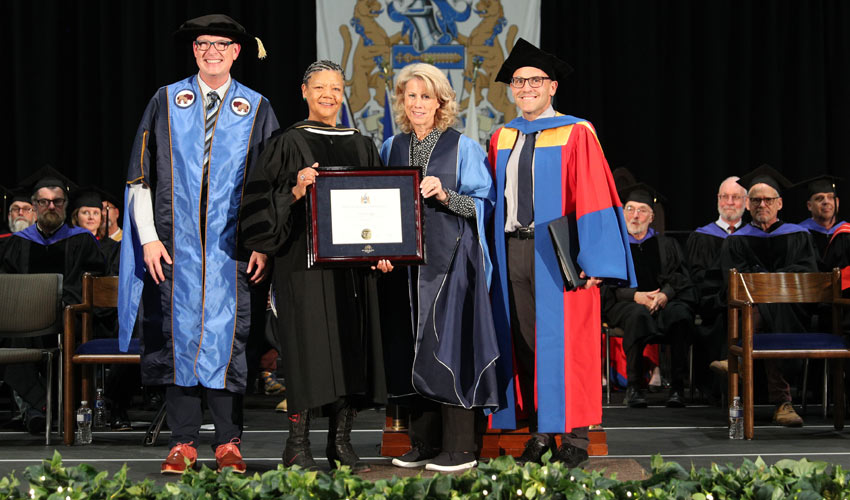 An Honorary Doctor of Laws was bestowed upon Cheryl Foggo.
