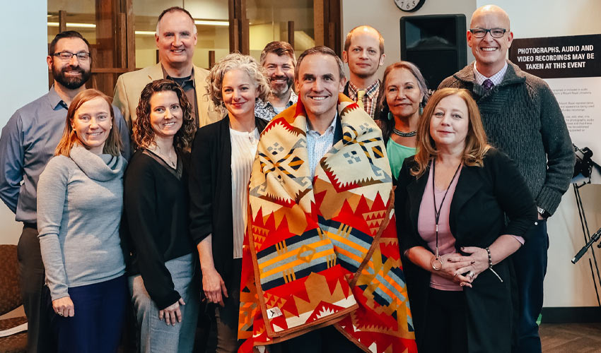 Members of MRU’s Provost’s Council and the office of Indigenization and decolonization.
