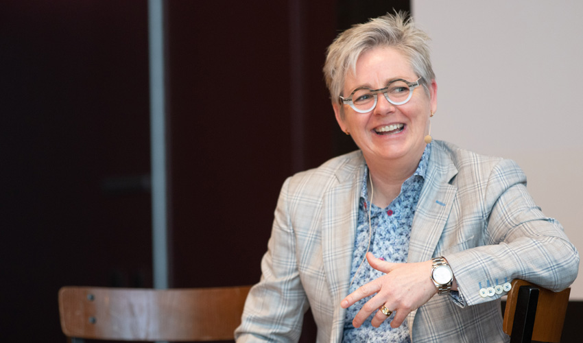 Lesley Brown, PhD, at Academic Town Hall.
