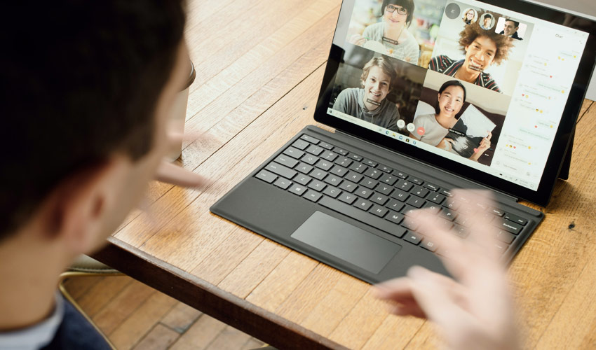 A group of students participating in an online meeting.