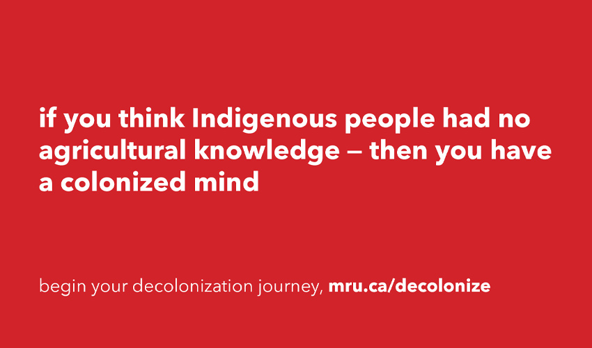 if you think Indigenous people had no agricultural knowledge - then you have a colonized mind. 
