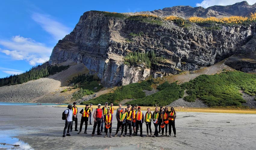 The Geological History of Western Canada class on a field trip to Lake Louise.