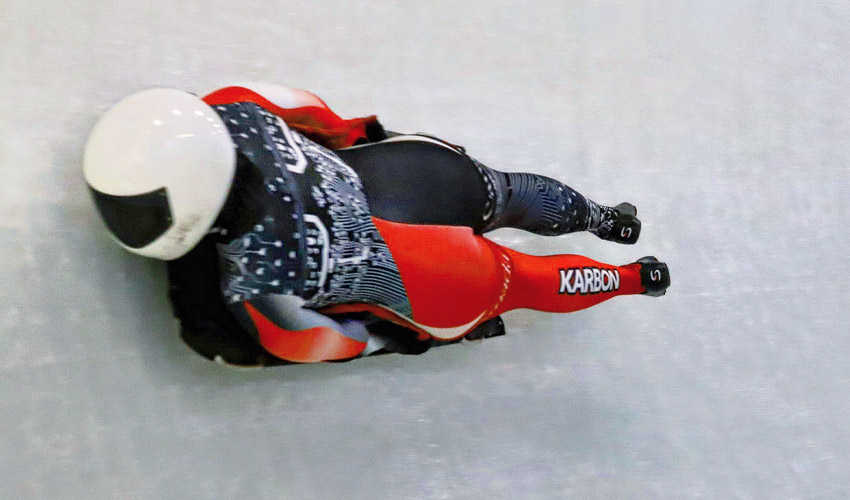 Grace Dafoe competing in skeleton.