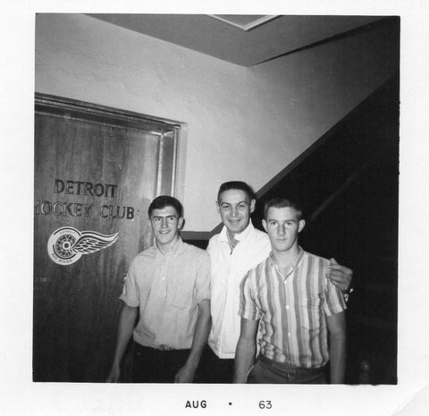 Laurie Pilson with Terry Sawchuk and Mike Dambrough.