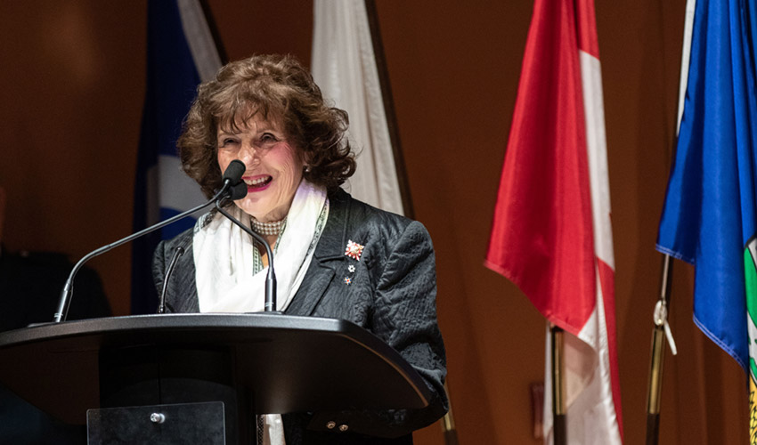 Lieutenant Governor of Alberta, Her Honour, Lois Mitchell speaking at the announcement of her patronship