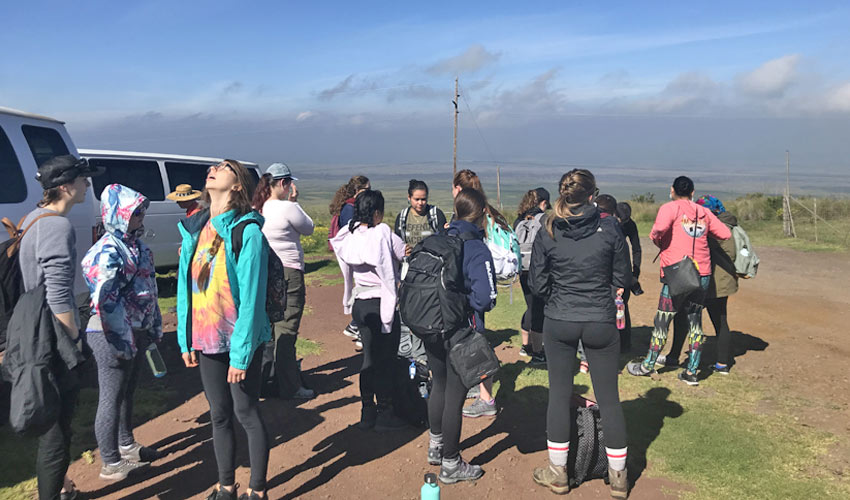 Students on the Mauna Kea dormant volcano