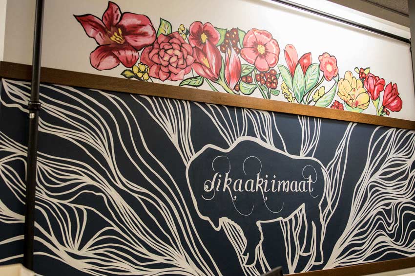 Mural in the new OAI by Lauren Crazy Bull.