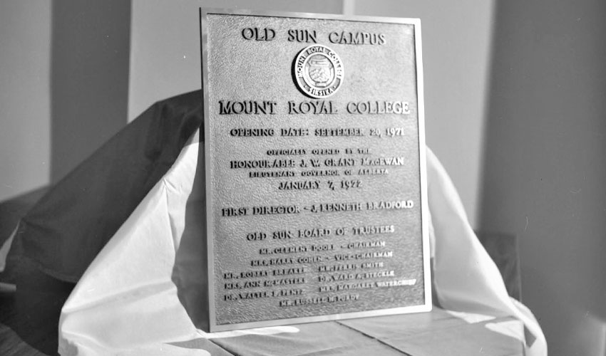 Old Sun Campus plaque.