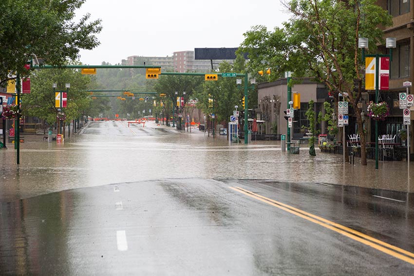 flooded street in calgary