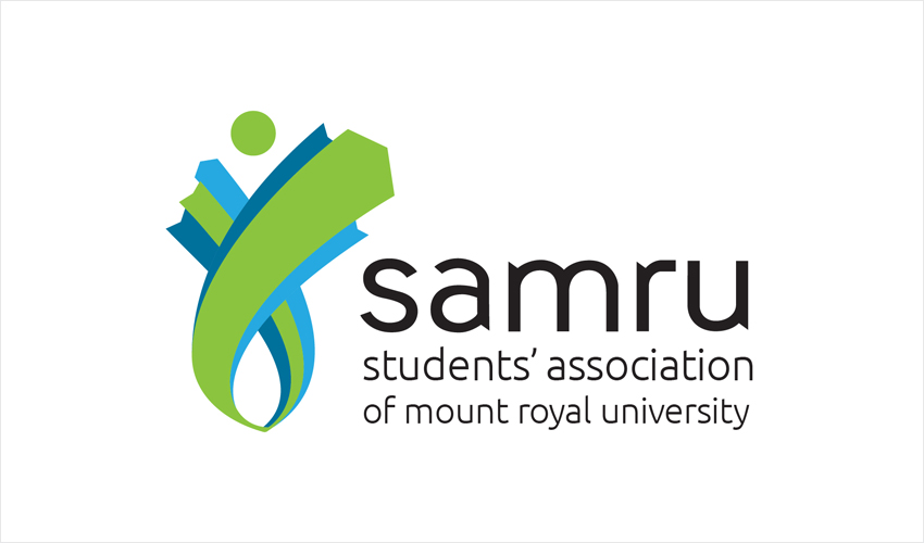The Students’ Association of Mount Royal University (SAMRU) logo.
