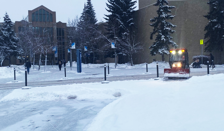 Snow removal at the West Gate entrance.