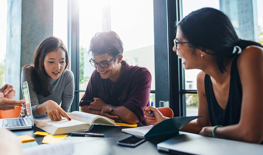 Photo of students studying at MRU.