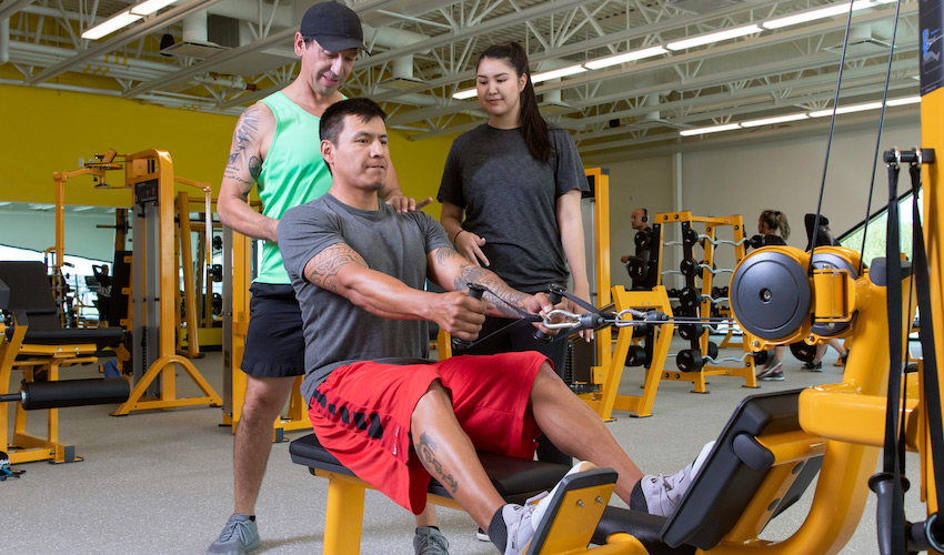 Photo of students at the 228,000-square-foot Seven Chiefs Sportsplex and Chief Jim Starlight Centre.