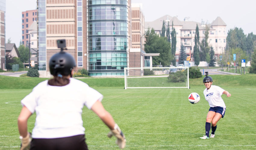 Mount Royal University's women's soccer practice