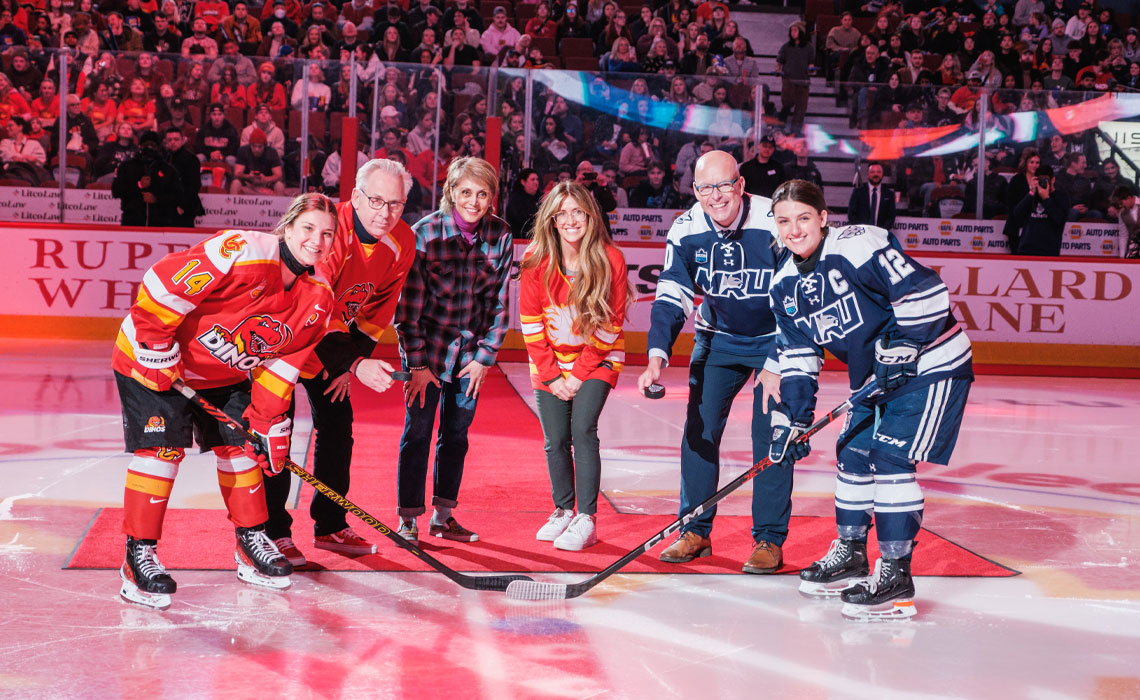 The primetime matchup ceremonial puck drop.