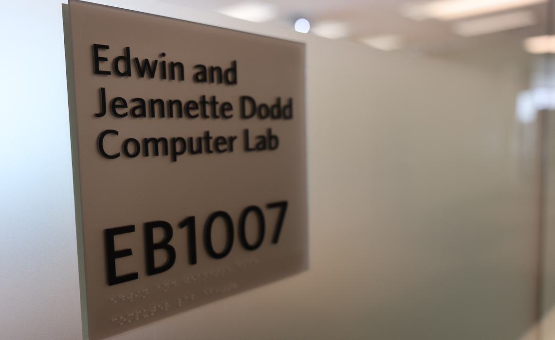 The Edwin and Jeannette Dodd Computer Lab is located in the Bissett School of Business in EB1007.