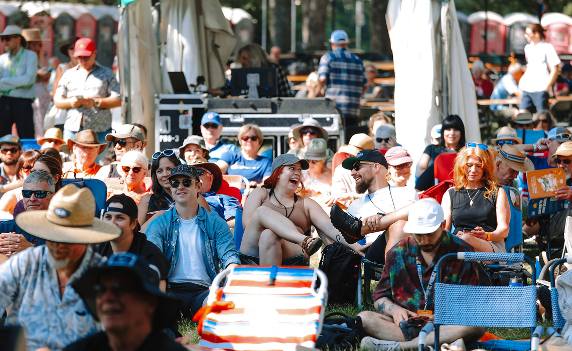 People gathered at the  Calgary Folk Music Festival.