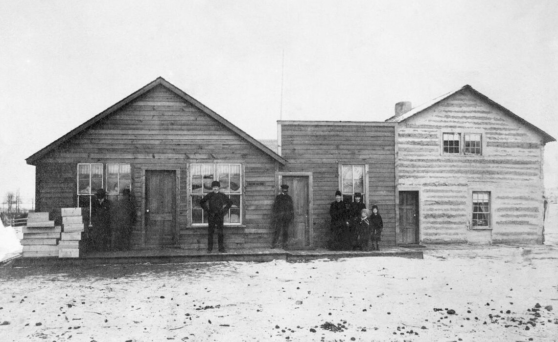 Hudson’s Bay company post, Calgary, taken on the east side of Elbow River prior to 1884