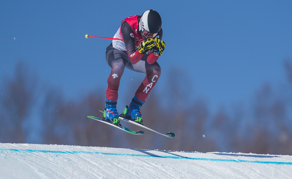 Jared Schmidt catches air during a run.