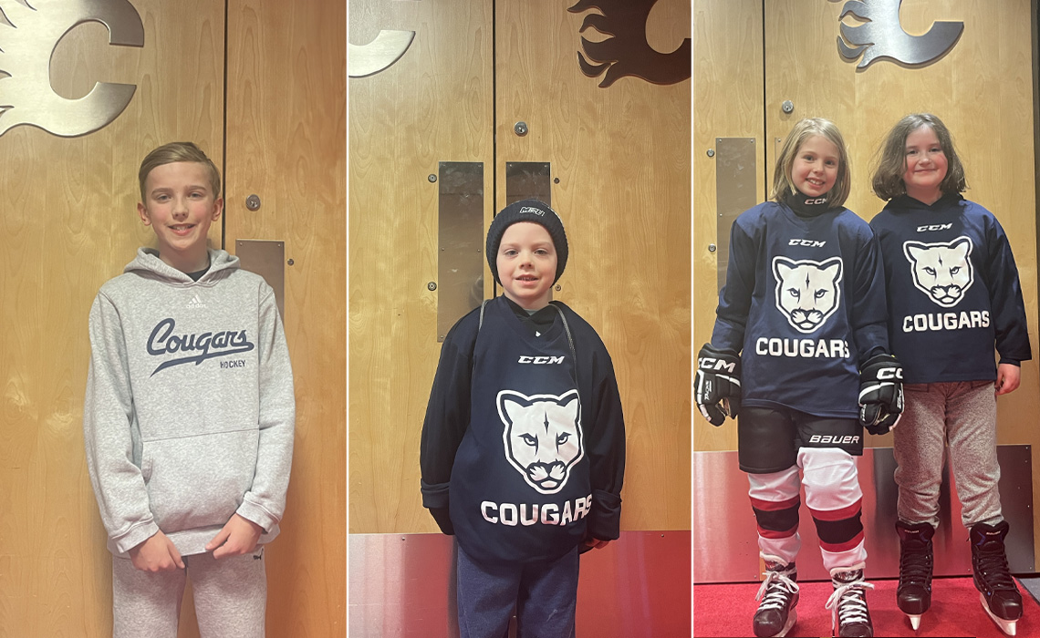 Four youth hockey players had the opportunity to join the Cougars in their pregame skate.