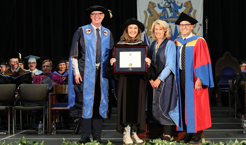 Leslie O’Donoghue was the Honorary Doctor of Laws recipient representing the Faculty of Business and Communication Studies the afternoon of May 31.