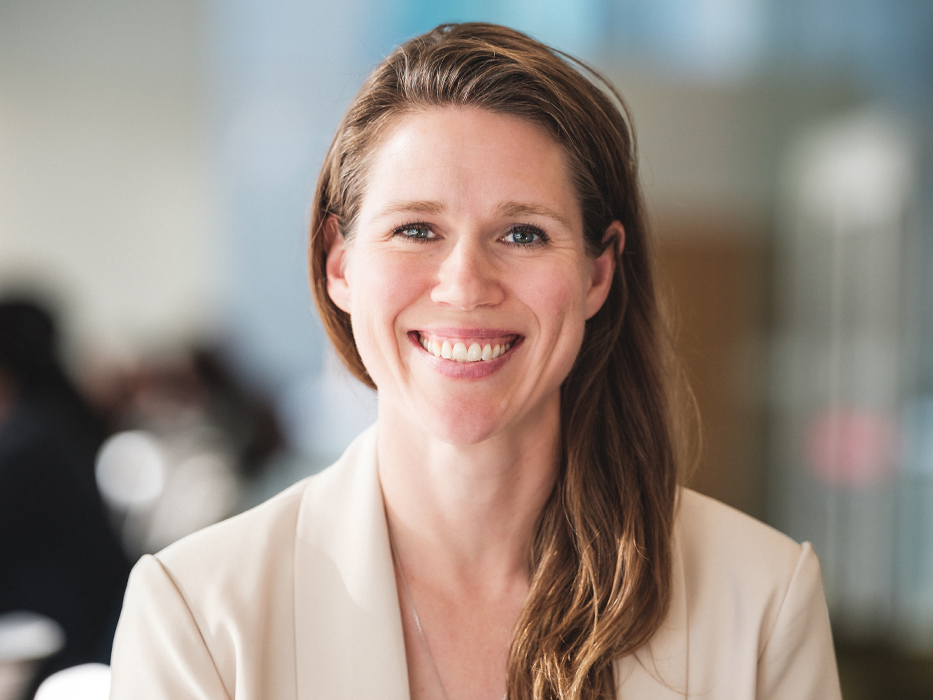 Lisa Taylor poses for a photo in the Riddell Library & Learning Centre.