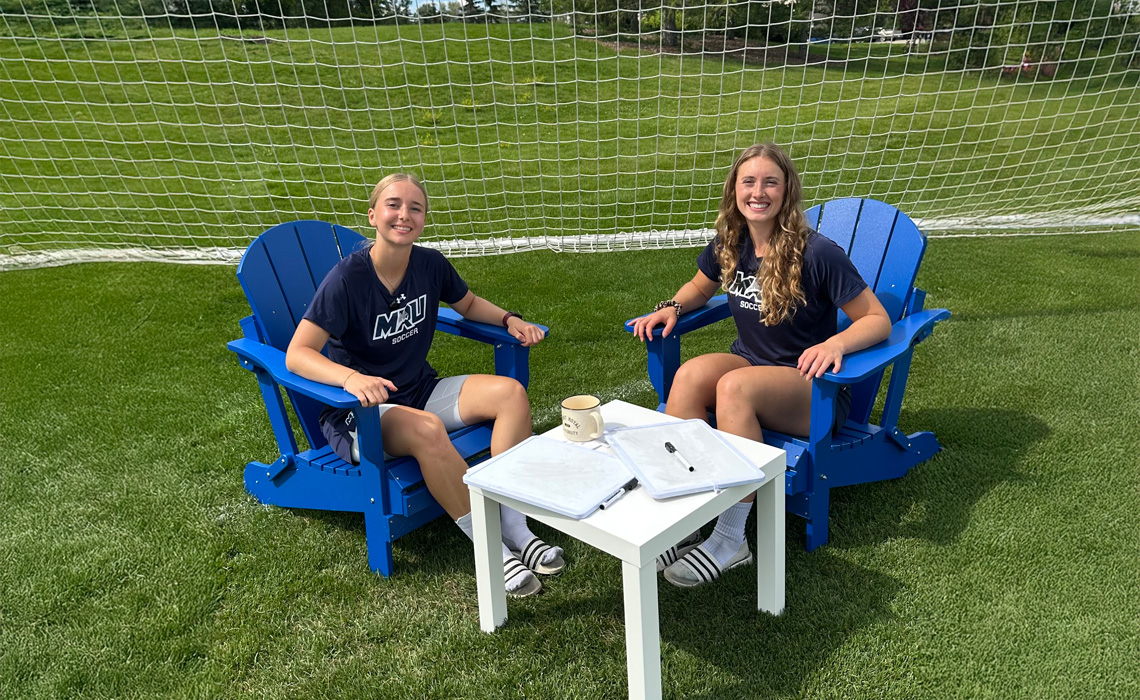 Soccer teammates Jordan Grundl and Kyla Franks.