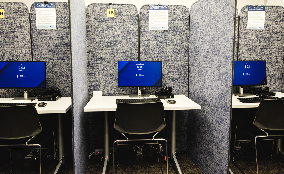 Individual cubicles at Mount Royal University.