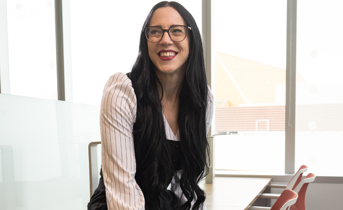 Therese Zoltan poses for a photo in the Riddell Library & Learning Centre.