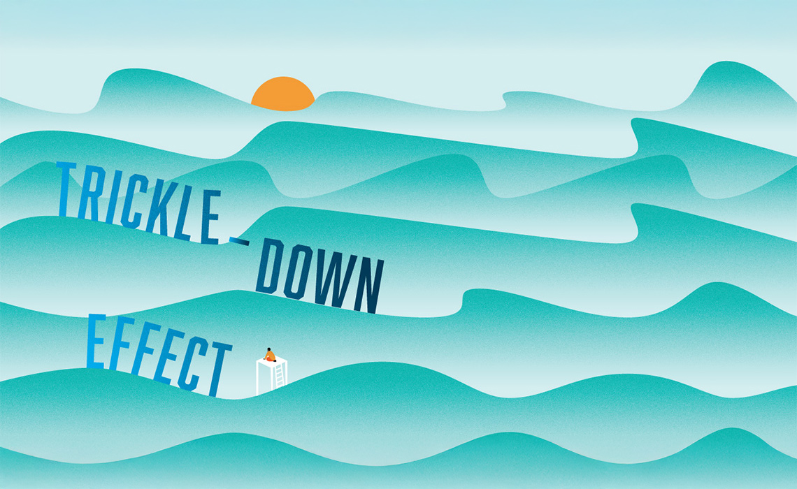 An image displaying the phrase "trickle down effect" in bold letters.