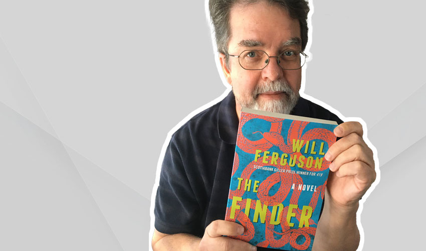 Will Ferguson holding a copy of The Finder.
