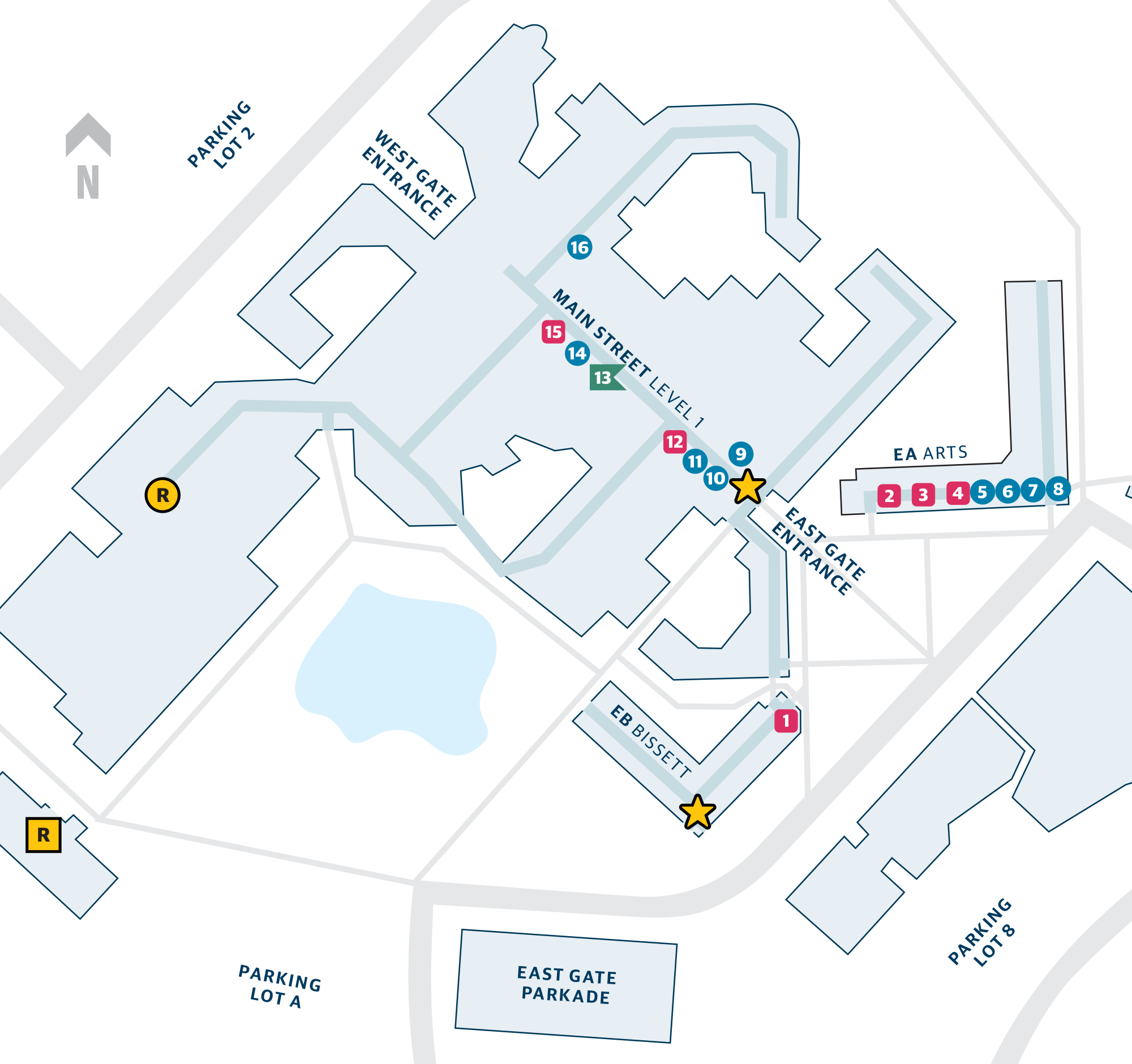 Open House map showing locations of program and student services booths on the first floor