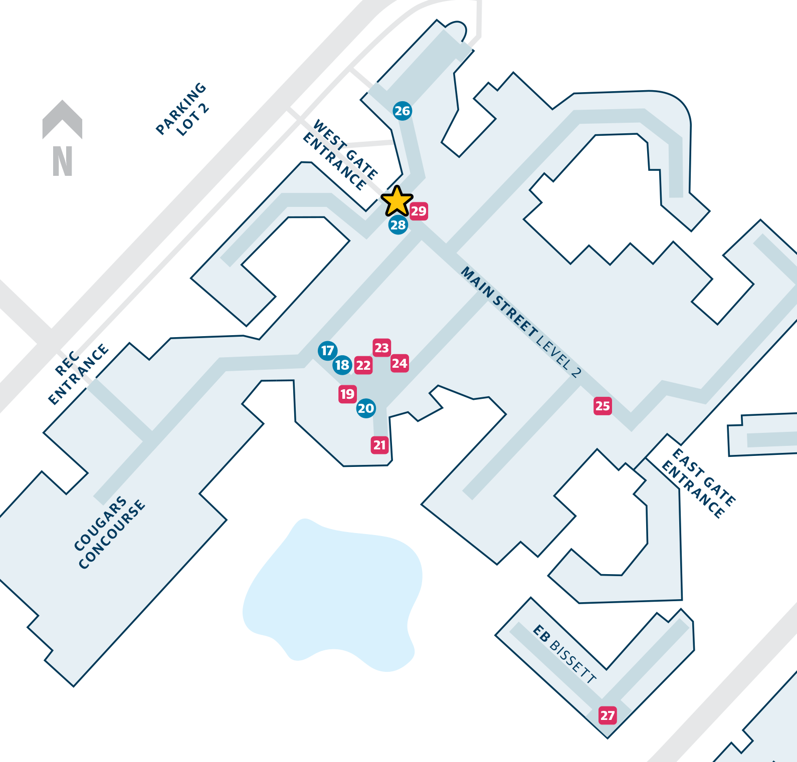 Open House map showing locations of program and student services booths on the secondfloor